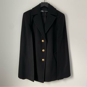 Zara Black Cape Gold Buttons Medium